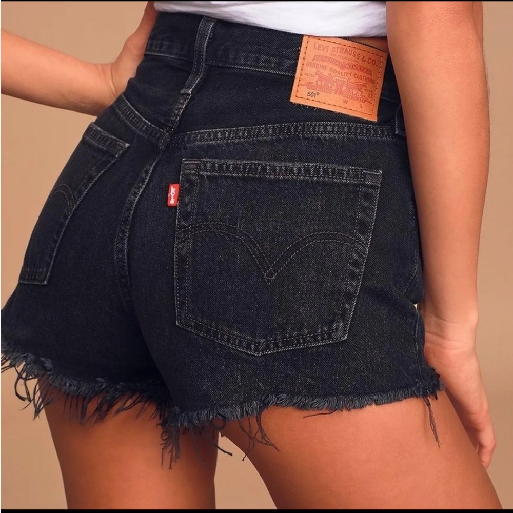 Original 501 High Waisted Black Jean Shorts